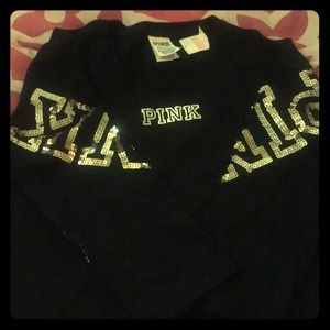 VS PINK Sequin Bling 3/4 Sleeve Raglan